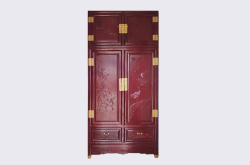 灵寿高端中式家居装修深红色纯实木衣柜